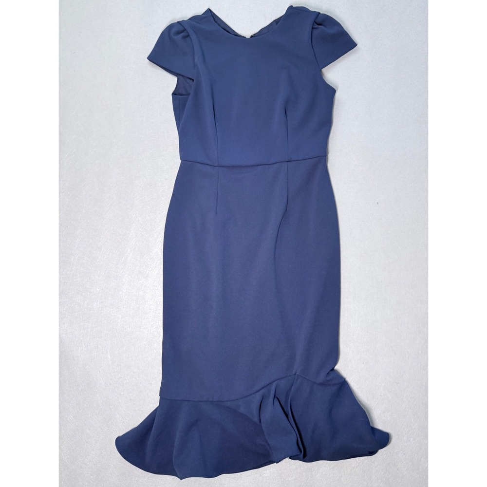 Betsey Johnson Navy Blue Ruffle Mermaid Hem Cocktail Dress Size 2